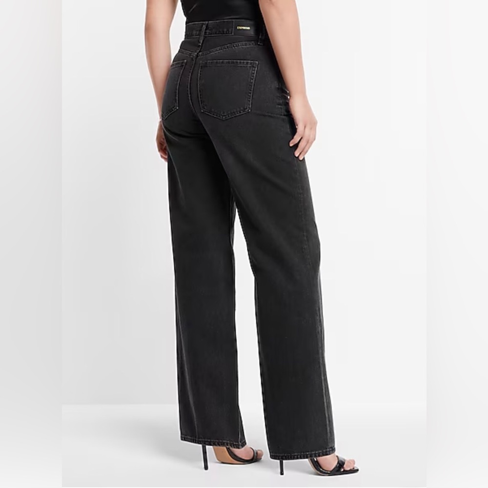 Express Black High Rise Wide Leg Jeans